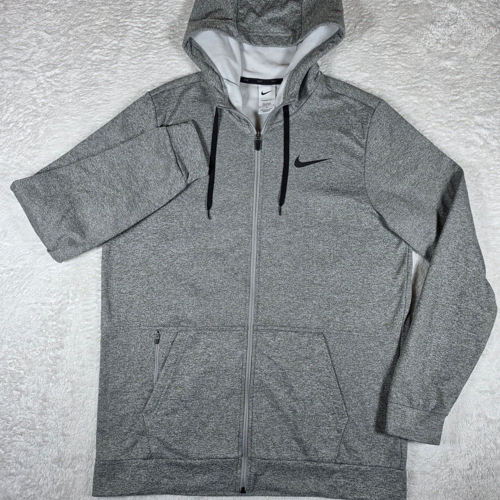 NEW Nike Therma-FIT Mens L-T Grey Full Zip L/S Fleece Hoodie CU6231-063